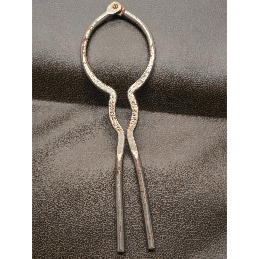Vintage Wizard Jar Wrench Silver Metal Scissor Style Antique Kitchen Tool